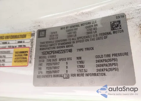 2014 Chevrolet Silverado 1500 Work Truck 1Wt из США, поврежденный, VIN 1GCNCPEH4EZ297748